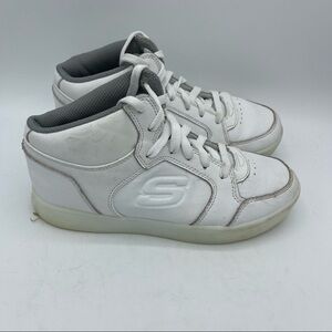 Skechers Kids Leather White Hi Top Casual Sneakers Size 4 M US Lace Up
